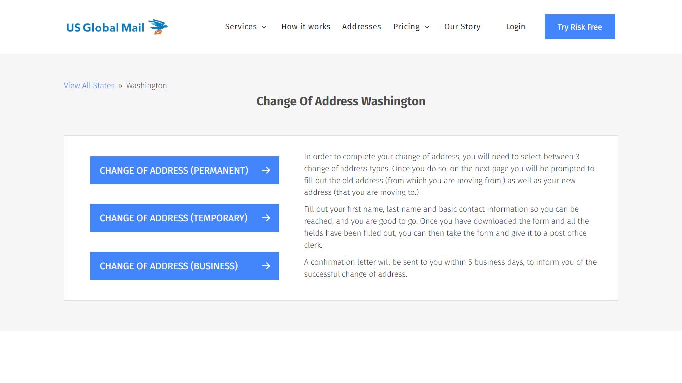 Change Of Address Washington - US Global Mail