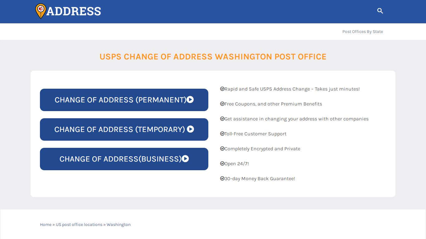 USPS Change of Address Washington Post Office