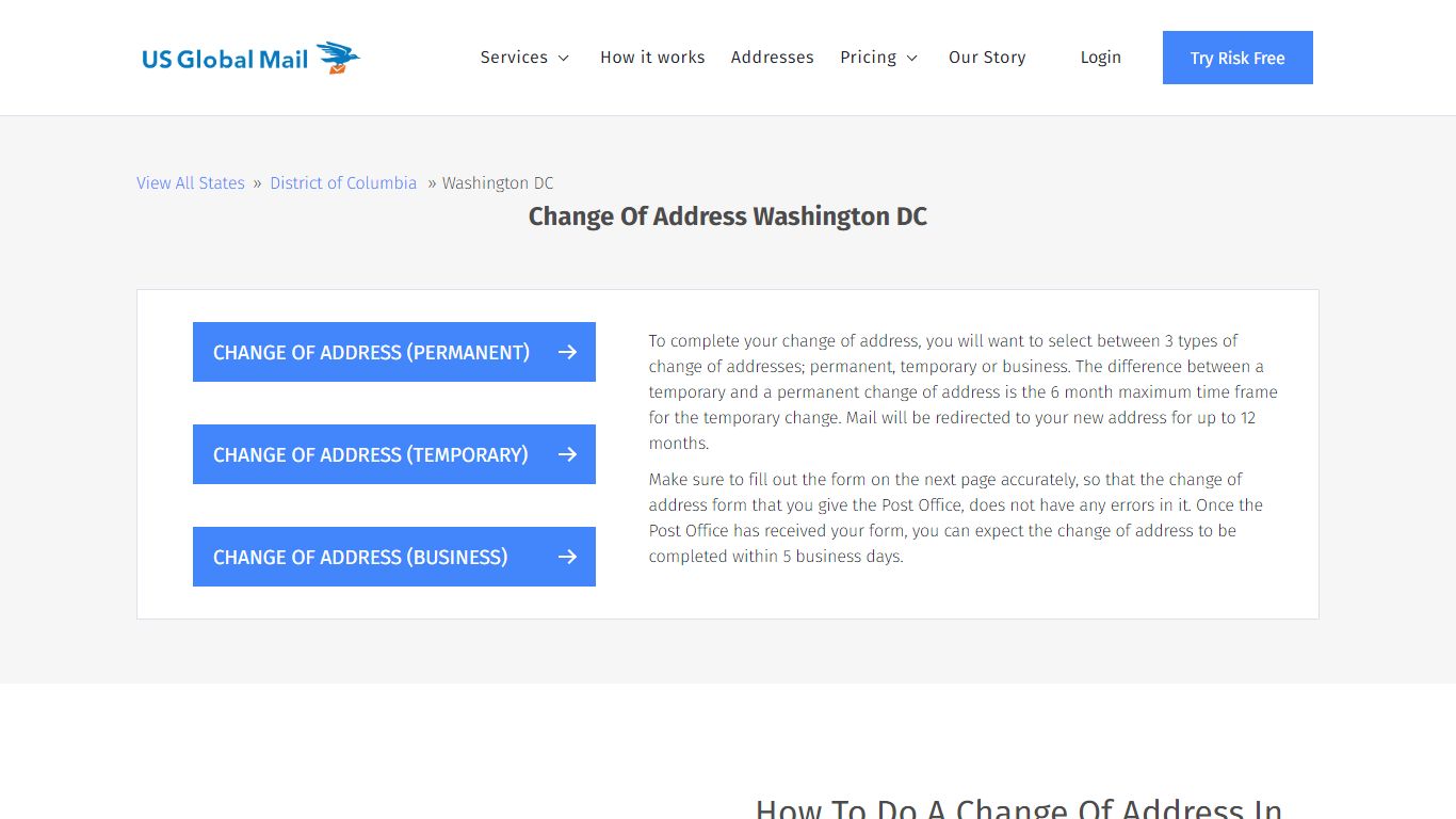 Change Of Address Washington DC - US Global Mail
